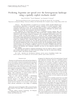 Predicting Argentine ant spread over the heterogeneous landscape