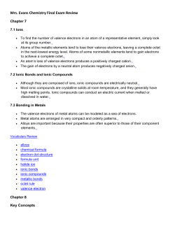 Mrs. Evans Chemistry Final Exam Review Chapter 7 Chapter 8