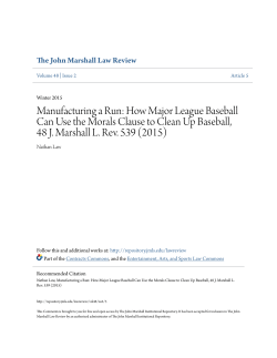 Manufacturing a Run: How Major League Baseball Can Use the