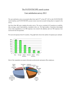 The PATENTSCOPE search system User satisfaction survey