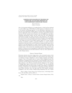 Lessons and Legacies in the Role of Scripture in Scottish Missions