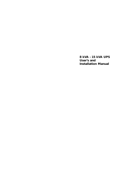8 kVA - 15 kVA UPS User`s and Installation Manual