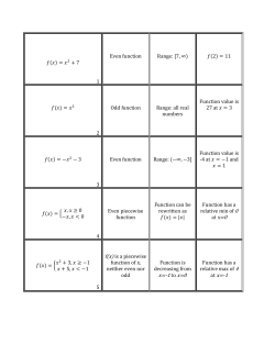 (    ) = 2 + 7 1 Even function Range: [7,∞) (2) = 11 (    ) = 2 Odd