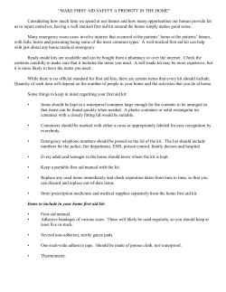 First Aid Kit for Home Use - AgriLife Extension County Offices