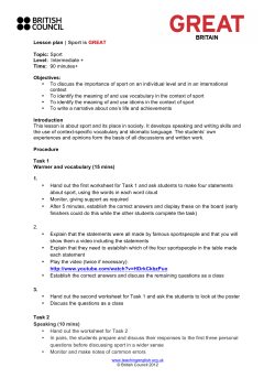 Lesson plan | Sport is GREAT Topic