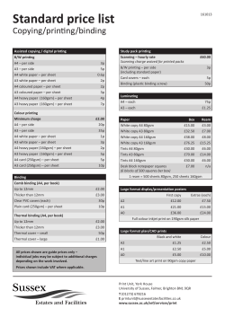 Standard price list - University of Sussex