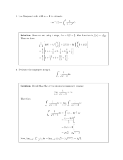 1. Use Simpson`s rule with n = 4 to estimate tan&minus;1(2) = &int; 2 1 1 + x2