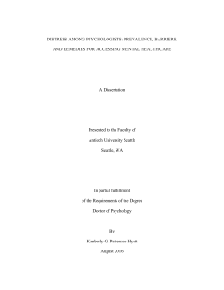 DISTRESS AMONG PSYCHOLOGISTS: PREVALENCE, BARRIERS