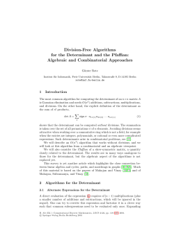 Division-Free Algorithms for the Determinant and the Pfaffian