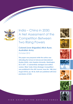 India &ndash; China in 2030: A Net Assessment of the Competition