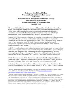 testimony submitted - Southern Poverty Law Center