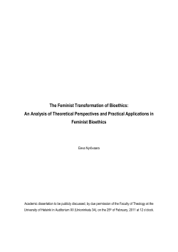 The Feminist Transformation of Bioethics : An Analysis of Theoretical