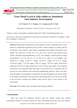 Trace Metal Levels in Soils within an Abandoned Steel Industry