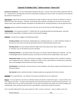 Spanish TA Syllabus 2011 * Se&ntilde;ora Leeman * Room 313