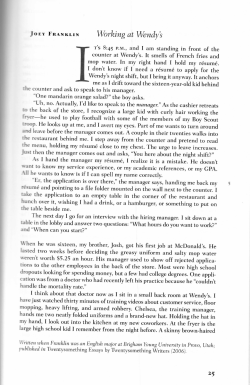 Joey Franklin, Working at Wendys