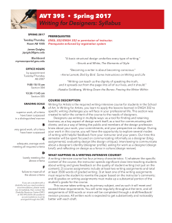 AVT 395 &bull; Spring 2017 Writing for Designers: Syllabus