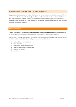 HERCULES TROPHY: THE RATIONALE BEHIND THE CONCEPT 0