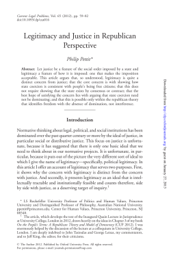 Legitimacy and Justice in Republican Perspective