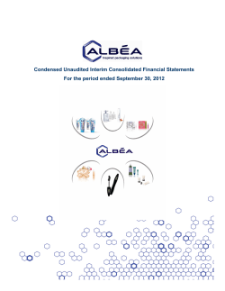 ALBEA Financial statement Q3 2012