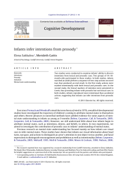 Infants infer intentions from prosody - School of Psychology