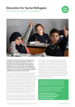 Education for Syrian Refugees Providing hope in Lebanon