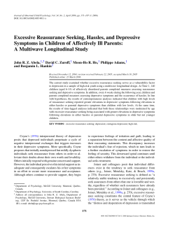 Excessive Reassurance Seeking, Hassles, and Depressive