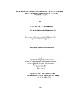 factors distinguishing low turnover emerging farmers