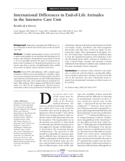 International Differences in End-of-Life Attitudes in the Intensive