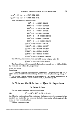 A Note on the Solution of Quartic Equations