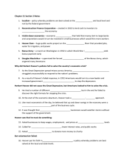 Chapter 21 Section 3 Notes 1. localism &ndash; policy whereby problems