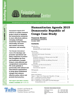 Humanitarian Agenda 2015 Democratic Republic of Congo Case