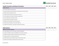 Health Promotion and Disease Prevention Body Systems