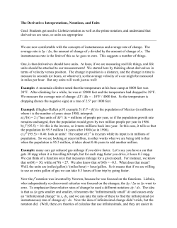 Derivatives--Notation, Units, etc.