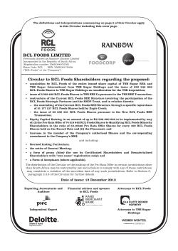 rcl foods limited