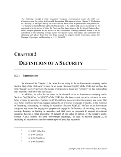 DEFINITION OF A SECURITY - American Bar Association