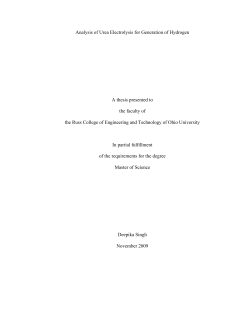 Analysis of Urea Electrolysis for Generation of Hydrogen A thesis