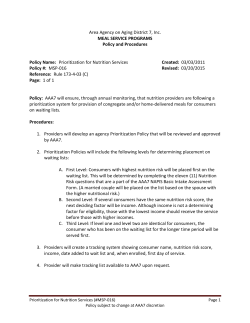 MSP-016 Prioritization for Nutrition Services