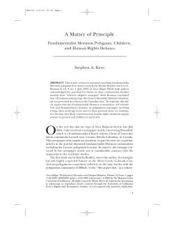A Matter of Principle: Fundamentalist Mormon