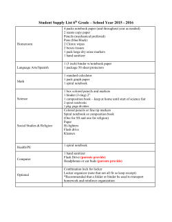 Student Supply Lists Gr 6-8