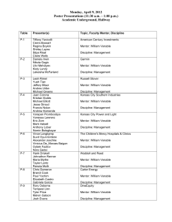 Monday, April 9, 2012 Poster Presentations (11:30 a.m. &ndash; 1:00 p.m.