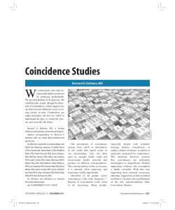 Coincidence Studies - Connecting with Coincidence