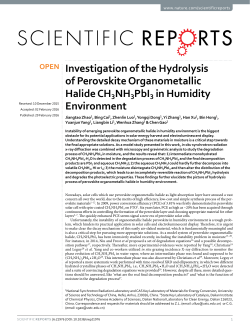 Investigation of the Hydrolysis of Perovskite Organometallic Halide