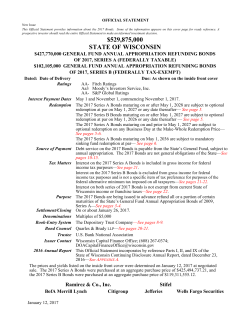 Official Statement - Wisconsin Department of Administration