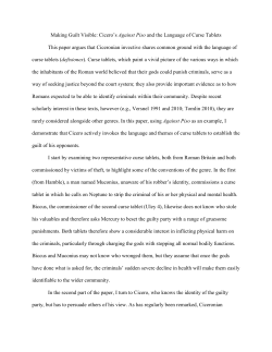 Making Guilt Visible: Cicero`s Against Piso and the