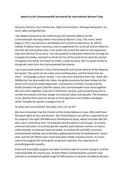 Speech to the Commonwealth Secretariat for International Women`s