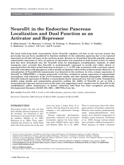 NeuroD1 in the endocrine pancreas: Localization and dual function