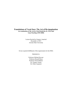 Foundations of Vocal Jazz: The Art of Re-imagination