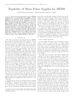 Feasibility of Micro Power Supplies for MEMS