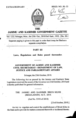 Jammu and Kashmir Brick Kilns (Regulation