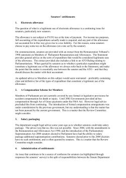Senators` entitlements 1. Electorate allowance The question of what